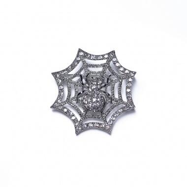 Брошь Moon Paris, Nord, паук на паутине, с кристаллами, MoS-21.10-002 серебристый
