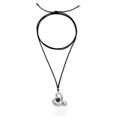 Ожерелье UNOde50 Ser Expresiva с синим кристаллом, с серебром на текстильном шнурке COL2012AZOMTL0U