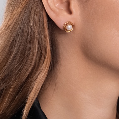 Пуссеты Moon Paris, с жемчугом, Mo-Y24.11-071 розовый