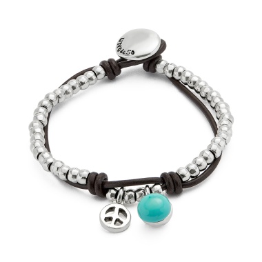 Браслет UNOde50 Ser Fascinante с бирюзовым муранским стеклом, с серебром PUL2530TURMTL0L