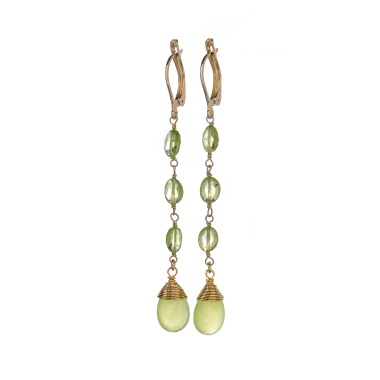 Серьги Lanzerotti, Verde, с хризолитом и жадом, LZ-24.12-548 зеленый