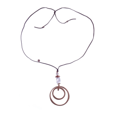 Колье Laguna, Sonata, розовый кварц, подвеска-кольца, LF-49536 розовый