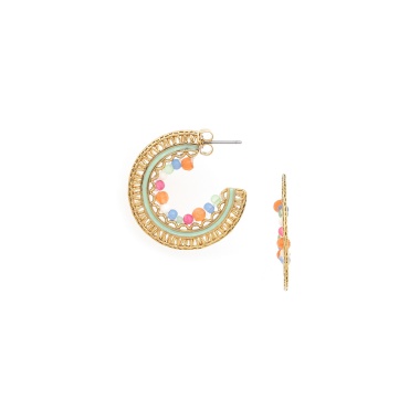 Серьги Franck Herval, Suzane, агат, жад, стеклянные бусины, эмаль, FH25.1-12-69544 золотистый