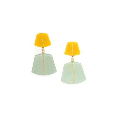 Клипсы Nature Bijoux, Rainbow ficus, с акрилом и смолой, NB25.1-11-90132 желтый