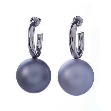 Серьги Nuance, асимметричные полукольца, с шарами, NFN-23.03-021 серый