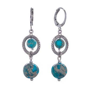 Серьги Lanzerotti, Atlantide, с яшмой, LZ-23.03-087 бирюзовый