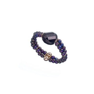 Кольцо Lanzerotti, Sfarfallio, стрейч, гематит, кристаллы, LZ-24.01-126 фиолетовый