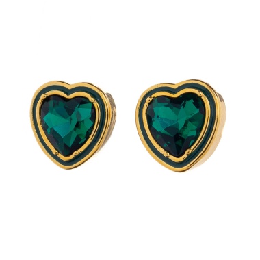 Серьги Moon Paris, Ringo Queen, в форме сердца, с кристаллом, MRQ-23.12-070 зеленый