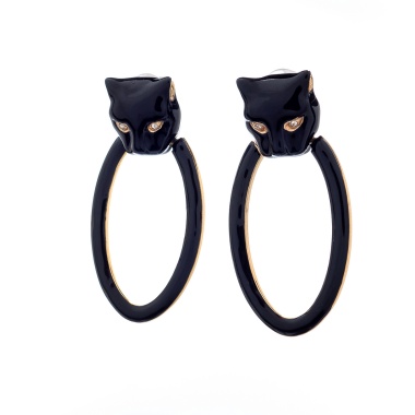 Серьги Polina Firenze, пантера с кристаллами и эмалью, PF25.2-OR3749 черный
