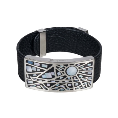Браслет Fiore Luna, на кожаном черном ремешке, CB00952-10 BW Браслет Fiore Luna, на кожаном черном ремешке, CB00952-10 BW
