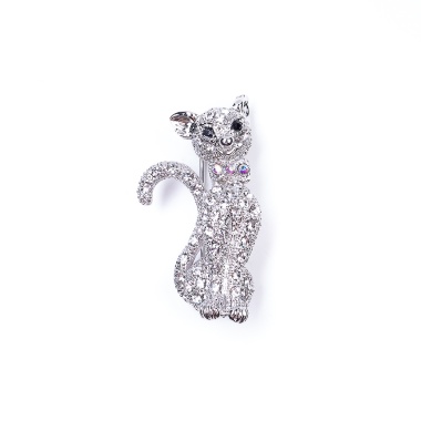 Брошь Moon Paris, Nord, кошка, с кристаллами, MoS-22.03-016 серебристый