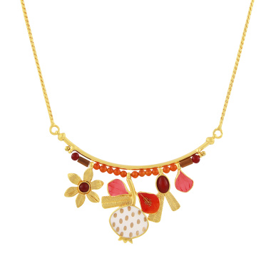 Колье TARATATA, Orient, со смолой,бусинами,краской и сердоликом, TT-E24-10117-203 красный