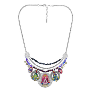 Колье TARATATA, Tootoo, со смолой,бусинами,стразами и блестками, TT-W23-10118-10M серебристый