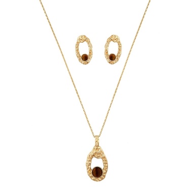 Комплект Possebon колье и серьги, Tiger Eye S7915.15 BR/G