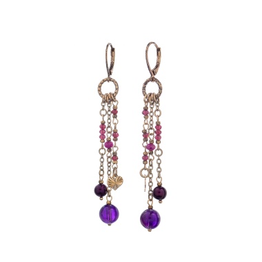 Серьги Lanzerotti, Elisir, с жемчугом,аметистом, рубином и гранатом, LZ-25.10-289 бордовый