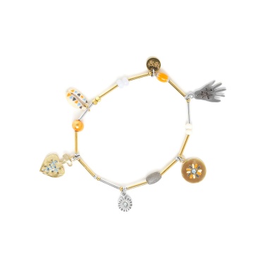 Браслет Franck Herval, Justine, халцедон, кость,ракушка, Swarovski,эмаль, FH23.2-13-72364 золотистый Браслет Franck Herval, Justine, халцедон, кость,ракушка, Swarovski,эмаль, FH23.2-13-72364 золотистый