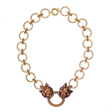 Колье Polina Firenze, ягуар с кристаллами и эмалью, PF25.2-PE4401 коричневый