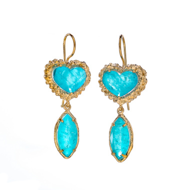 Серьги Estrosia, с кристаллами параиба, ES-OREQ11-2A бирюзовый