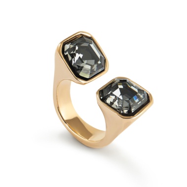 Кольцо UNOde50 Ser Sin Complejos с серыми кристаллами, с золотом ANI0821NGRORO18