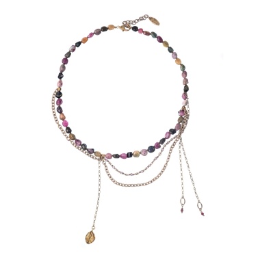 Колье Lanzerotti, Elisir, с турмалином,цирконием и гематитом, LZ-25.10-281 розовый