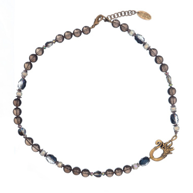 Колье Lanzerotti, Sfarfallio, раухтопаз, гематит, кристаллы, агат, LZ-24.01-095 коричневый