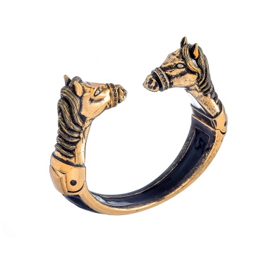 Браслет Polina Firenze, кафф, лошадь с кристаллами и эмалью, PF25.2-BR4321 золотистый