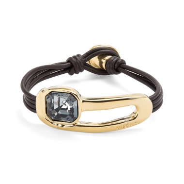 Кожаный браслет UNOde50 Ser Expresiva с черным кристаллом, с золотом PUL2513NGRORO0L