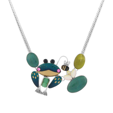 Колье TARATATA, Rainette, смола,стразы,бусина,слюдяная пудра, TT-T24-06108-104 зеленый