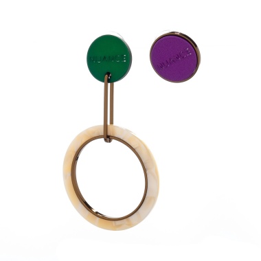 Серьги Nuance, асимметричные, с кольцом, NFN-24.04-060 зеленый