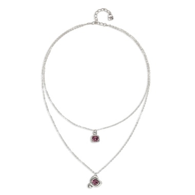 Ожерелье UNOde50 Ser Expresiva с розовым кристаллом, с серебром COL2002RSAMTL0U