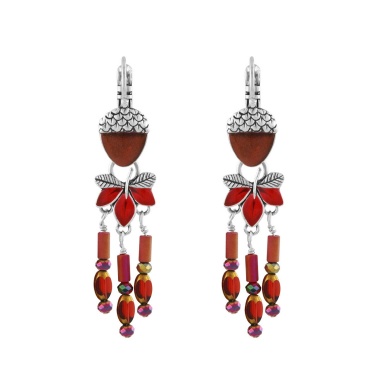 Серьги TARATATA, Woody, со смолой, бусинами и слюдяным порошком, TT-H24-10781-103 красный Серьги TARATATA, Woody, со смолой, бусинами и слюдяным порошком, TT-H24-10781-103 красный