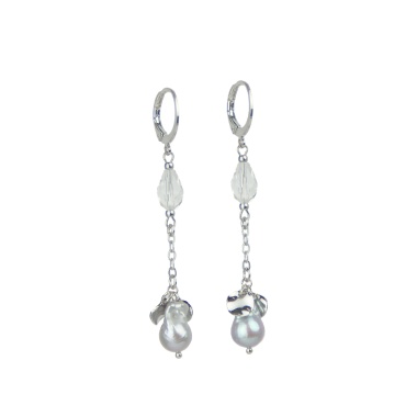 Серьги Lanzerotti, Gelido, с жемчугом и кристаллом, LZ-25.02-026 серый