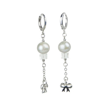Серьги Lanzerotti, Gelido, жемчуг, горный хрусталь, бант, LZ-25.02-048 серый