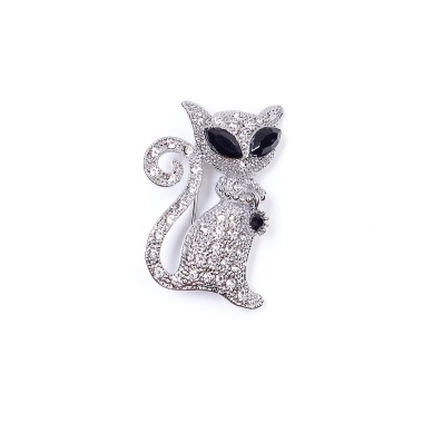 Брошь Moon Paris, Nord, кошка, с кристаллами, MoS-22.03-010 серебристый