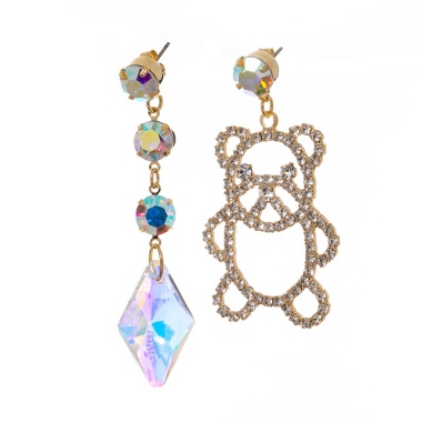 Серьги Moon Paris, Ringo Queen, асимметричные, с кристаллами, MRQ-23.12-099 золотистый