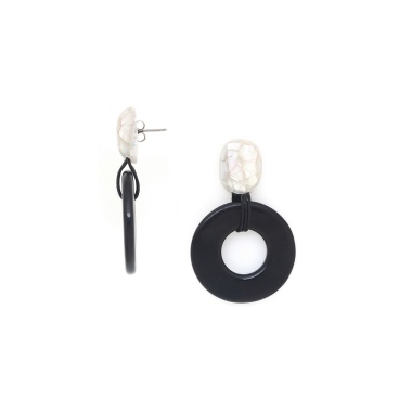 Серьги Nature Bijoux, Volcan, с перламутром и подвеской из рога, NB25.2-12-90342 черный