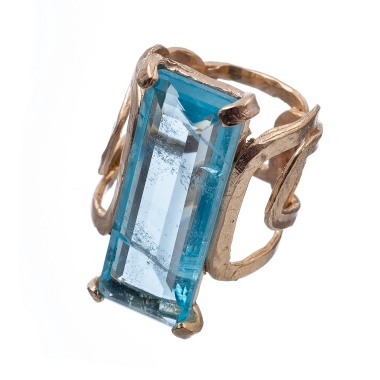Кольцо Estrosia, с кристаллом, ES-ANM20 аквамариновый, 17,5