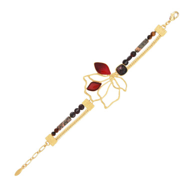 Браслет TARATATA, Hibiscus, смола. родонит, яшма, гранат, гематит, TT-E26-09313-205 розовый