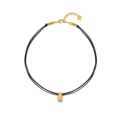 Колье VIDDA, Hera, кожаное, с халцедоном, VD25.1-02198202 голубой