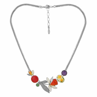 Колье TARATATA, Jonquille, цветная смола, агат, слюдяный порошок, TT-W24-01101-10M серебристый