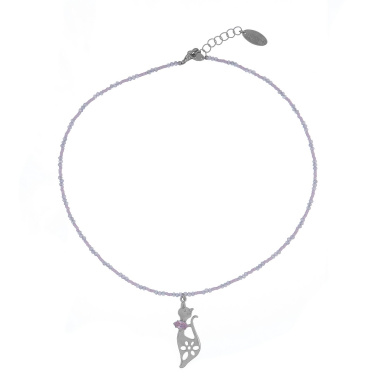 Колье Lanzerotti, Glicine, подвеска-кошка, кристаллы, LZ-24.04-215 розовый