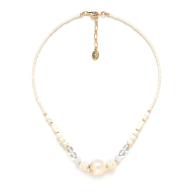 Колье Nature Bijoux, Pondichery, кость,говлит,горный хрусталь,жемчуг, NB24.1-15-43055 белый