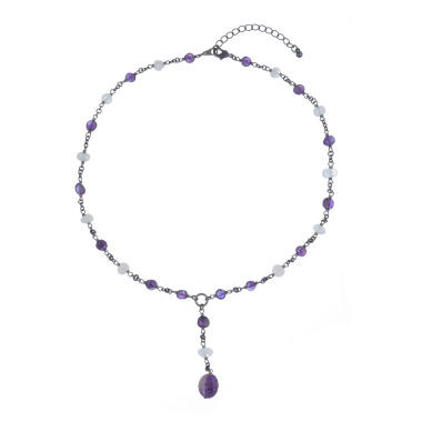 Колье Lanzerotti, Glicine, с аметистом и лунным камнем, LZ-24.04-219 фиолетовый