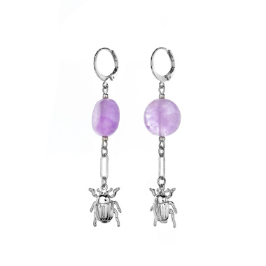 Серьги Lanzerotti, Iris, с аметистом и жуком, LZ-26.03-081 сиреневый