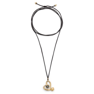 Ожерелье UNOde50 Ser Expresiva с черным кристаллом, с золотом на текстильном шнурке COL2012NGRORO0U