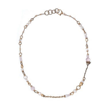 Колье Alcozer&J, с жемчугом и розовым кварцем, AL-C58VF25-R белый