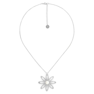 Колье ORI TAO, Bloom, цветок с перламутром, OT25.2-15-31947 серебристый
