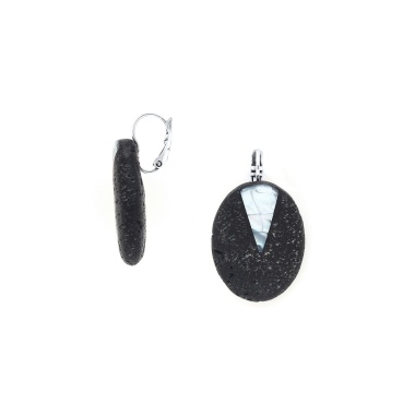 Серьги Nature Bijoux, Volcan, с перламутром и вулканической лавой, NB25.2-12-90347 черный