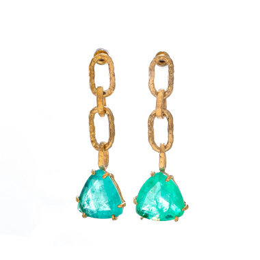 Серьги Estrosia, с изумрудным кристаллом, ES-ORO22-8A зеленый