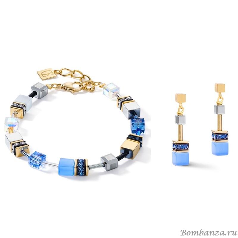 Комплект Coeur de Lion, Blue-Gold, серьги и браслет